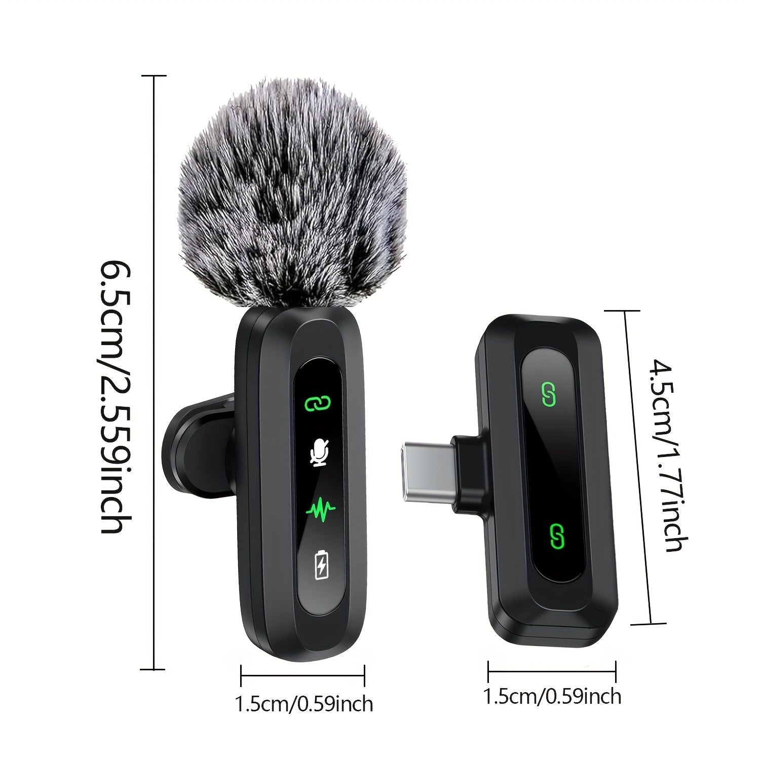 Microphone Lavalier Sans Fil USB-C - Design Compact pour Podcasts et Vlogs