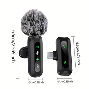 Microphone Lavalier Sans Fil USB-C - Design Compact pour Podcasts et Vlogs