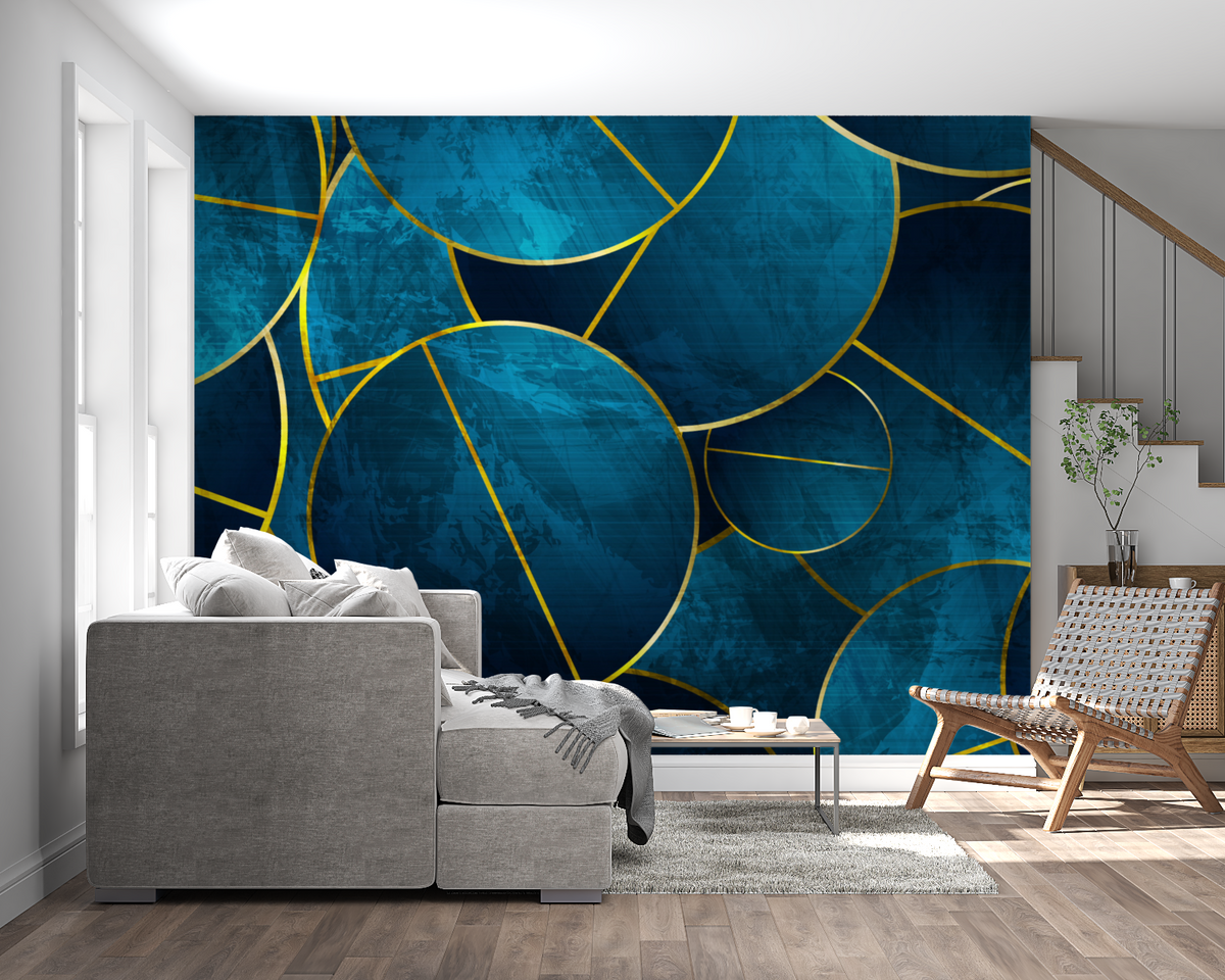 Teal And Gold Pattern Wallpaper