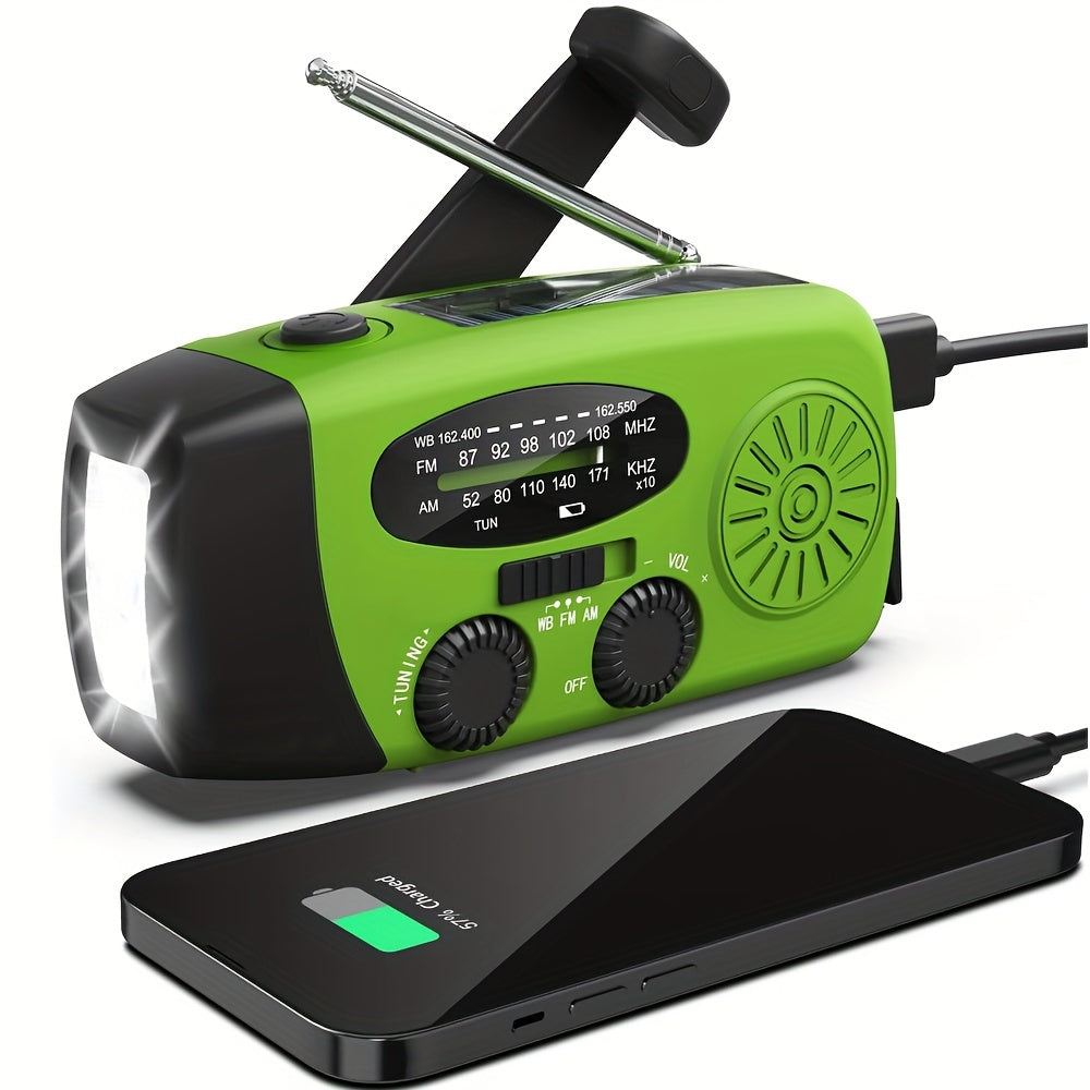 Radio d'Urgence Solaire et Manivelle - Compacte avec Power Bank et Lampe Intégrée