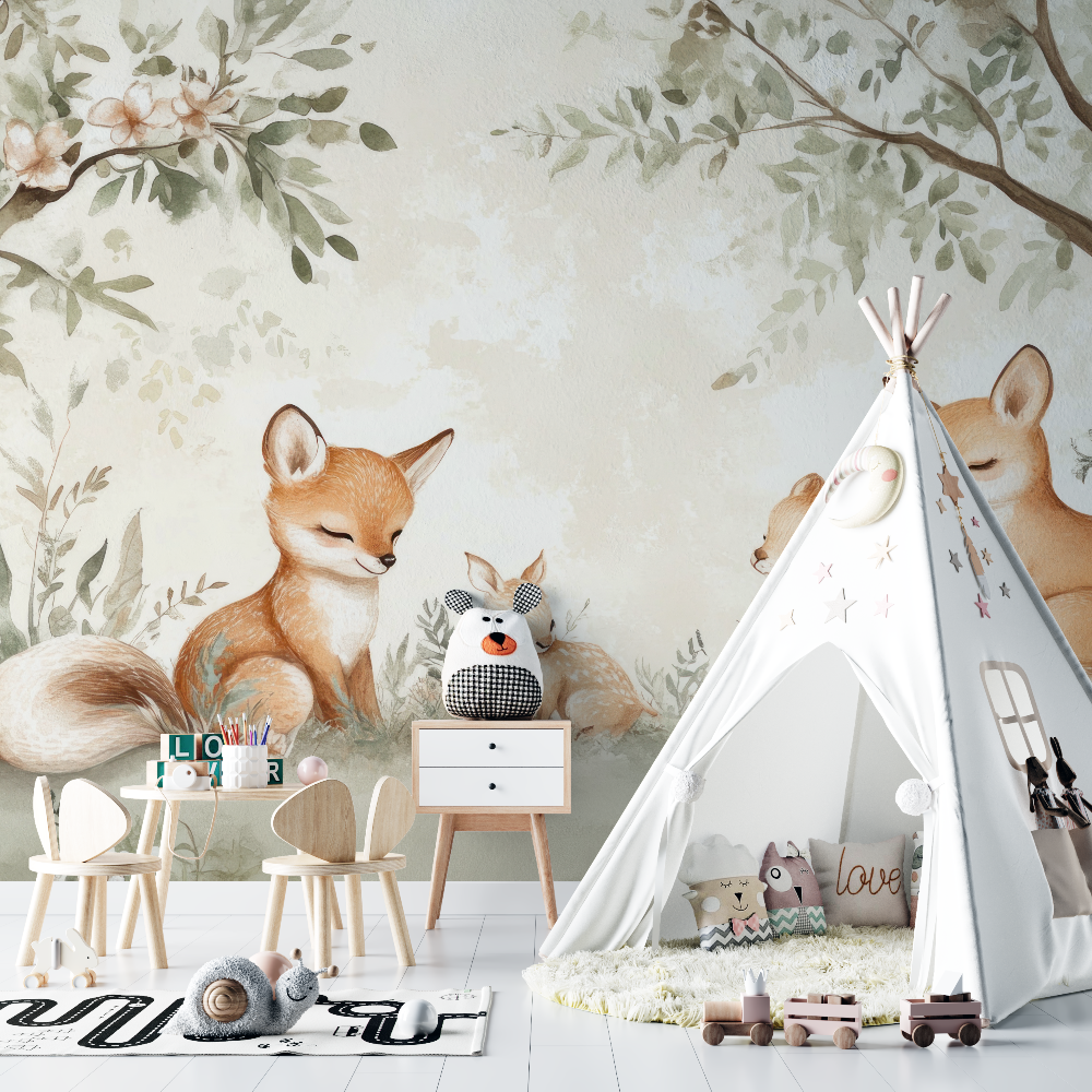 Baby Fox Family Wallpaper