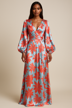 Robe Maxi Élégante Col V - Confort et Style pour Événements d'Été