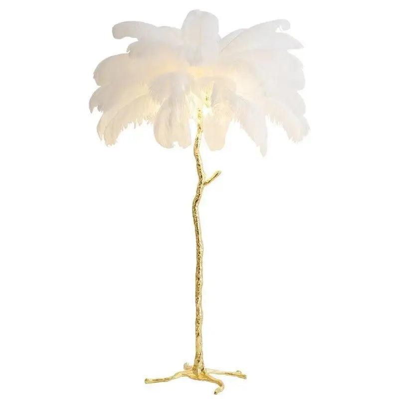 Lampe sur Pied en Plume d'Ostrich - Éclairage Ambiant et Élégant