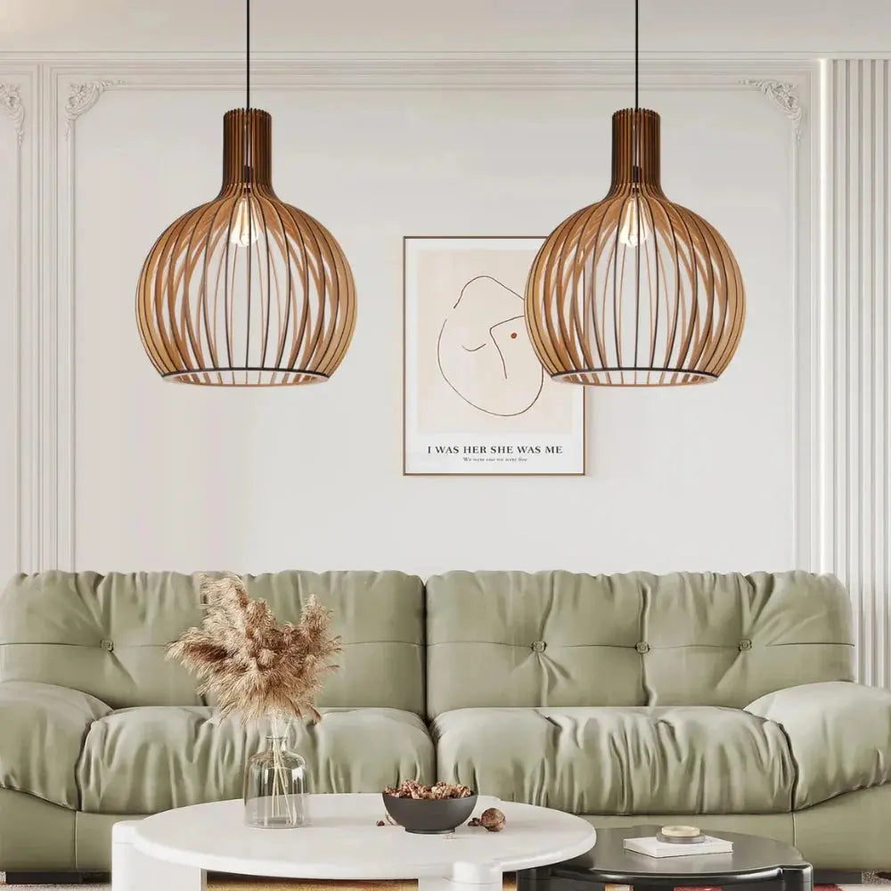 Luminaire Suspendu Scandinave - Élégance Minimaliste en Bois Naturel