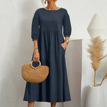 Robe Midi en A pour Femmes - Détails de Patchwork Élégants et Confortables