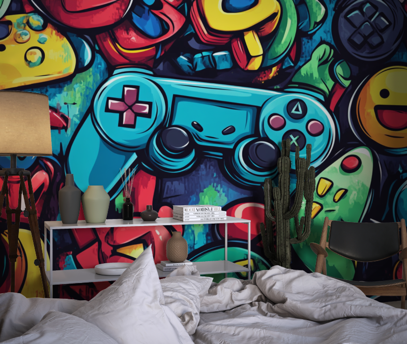 Papier Peint Garçon Classique Jeux Vidéo Graffiti