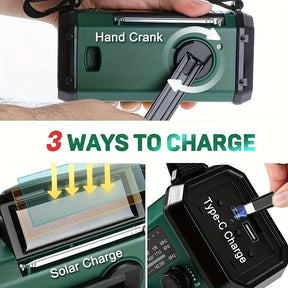 Radio d'urgence Multifonctionnelle - Panneau Solaire et Chargeur USB