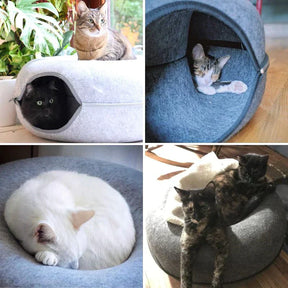Lit pour Chat en Forme de Donut - Matériau Doux et Base Antidérapante