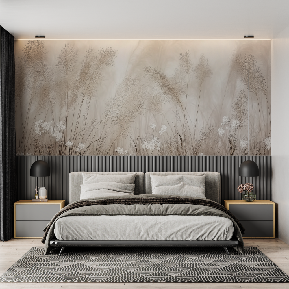 Light Foliage Wallpaper in Beige