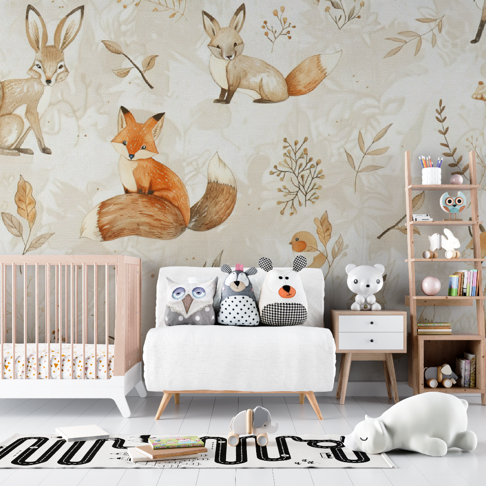 Papier peint Renard et amis bébé