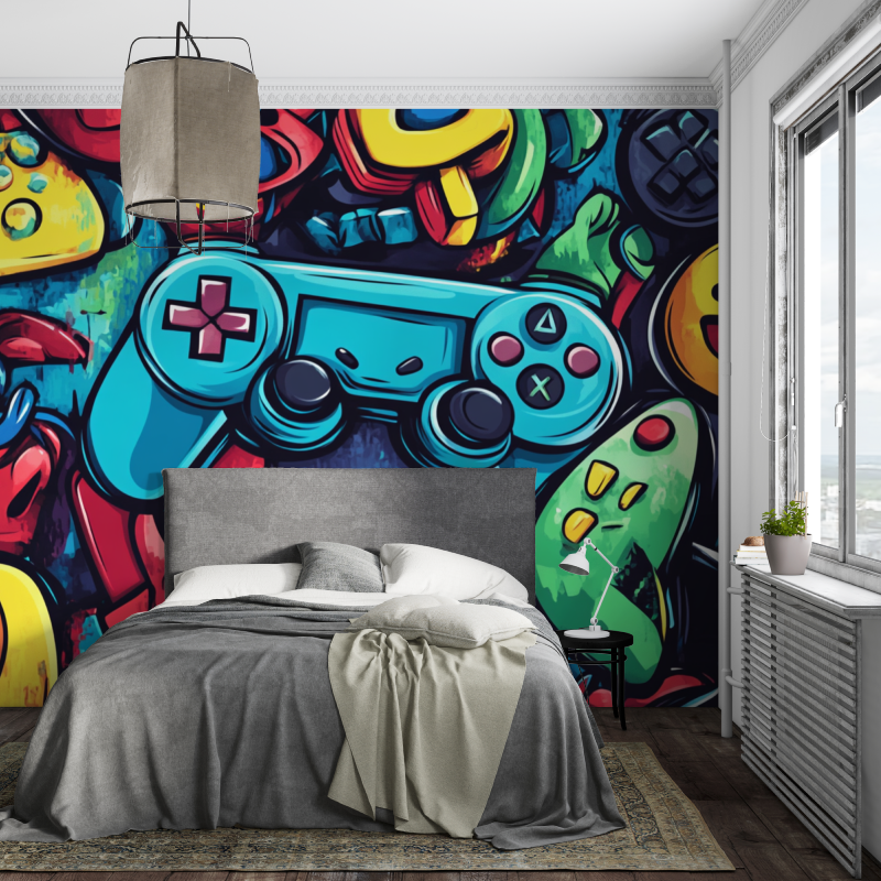 Papier Peint Garçon Classique Jeux Vidéo Graffiti