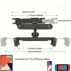 Support de Tablette pour Appuie-tête de Voiture - Ajustable et Sécurisé pour Appareils de 5 à 14 Pouces