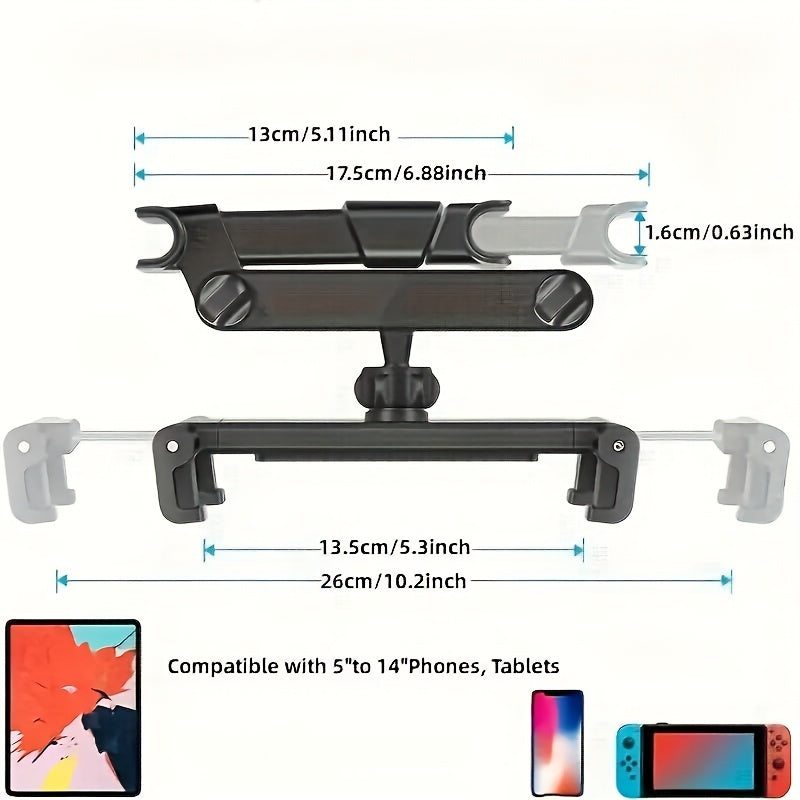 Support de Tablette pour Appuie-tête de Voiture - Ajustable et Sécurisé pour Appareils de 5 à 14 Pouces