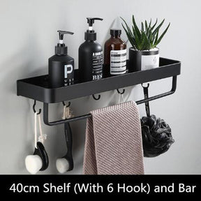 Étagère Murale en Aluminium Noir - Design Minimaliste et Rangement Pratique