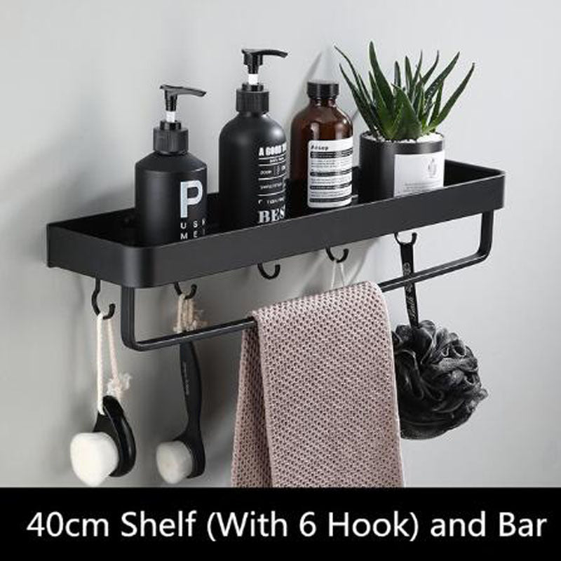Étagère Murale en Aluminium Noir - Design Minimaliste et Rangement Pratique