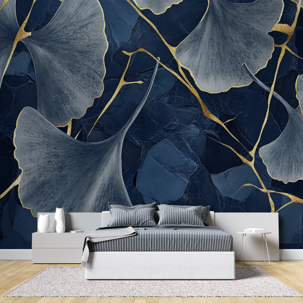 Midnight Blue and Gold Wallpaper