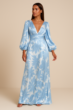 Robe Maxi Élégante Col V - Confort et Style pour Événements d'Été