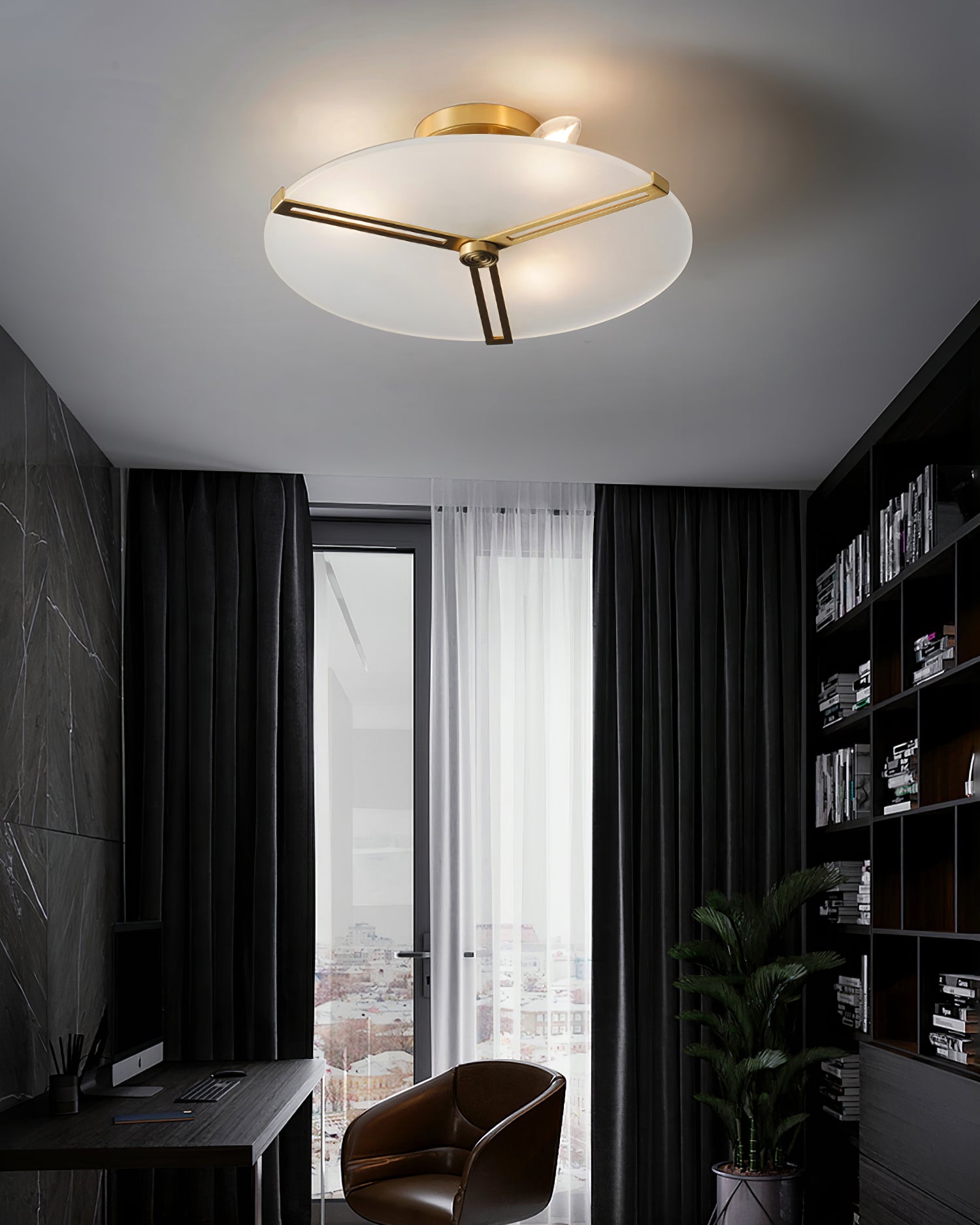 Plafonnier Moderne en Verre et Métal - Design Élégant et Illumination Chaleureuse