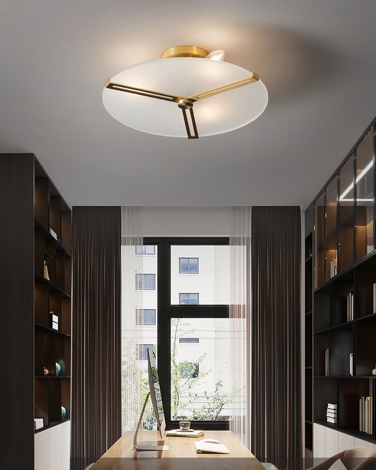 Plafonnier Moderne en Verre et Métal - Design Élégant et Illumination Chaleureuse