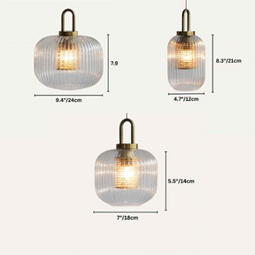 Luminaire Suspendu en Verre Rayé - Éclairage Élégant et Ambiance Chaleureuse