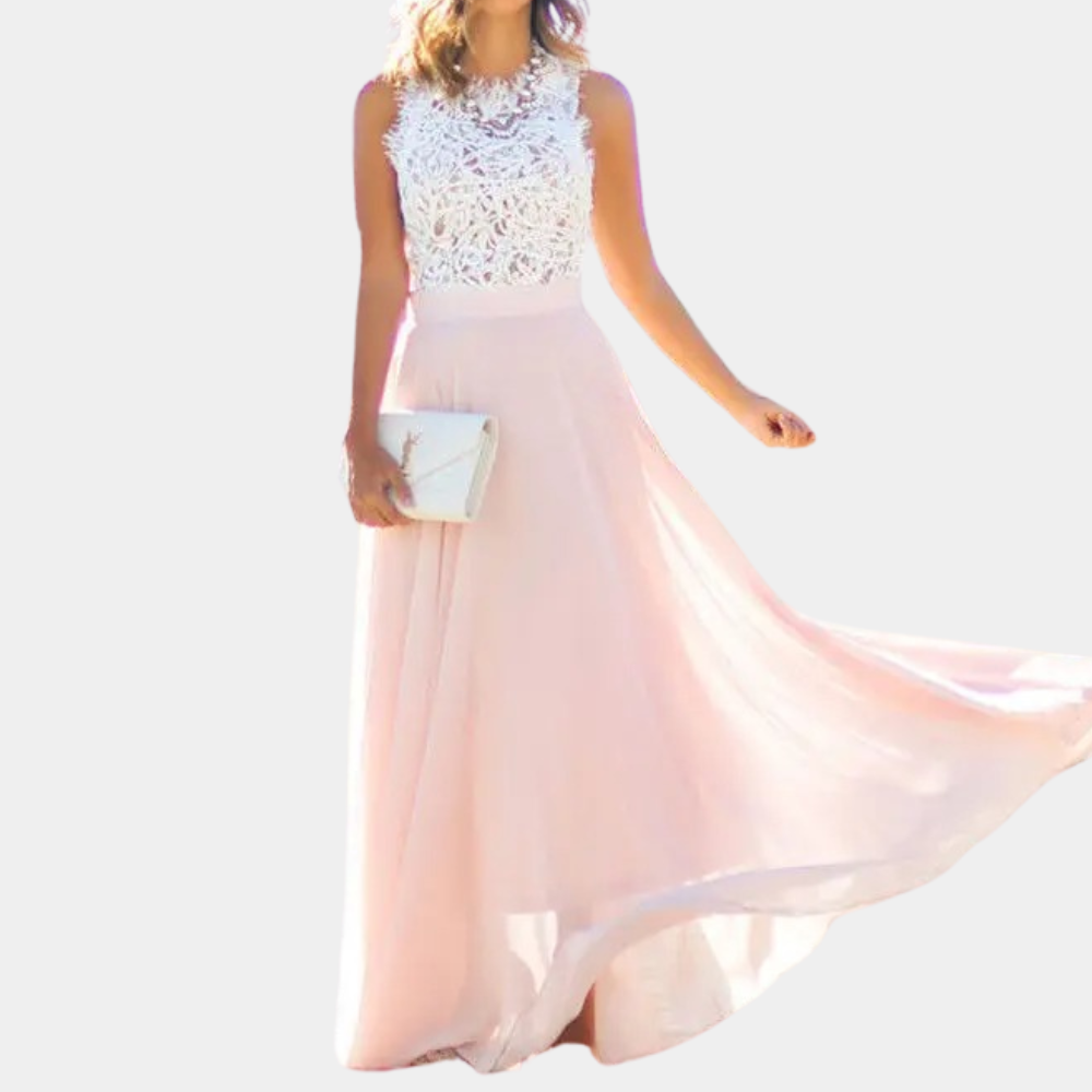 Robe Maxi en Dentelle Rosé - Élégante et Confortable pour Événements