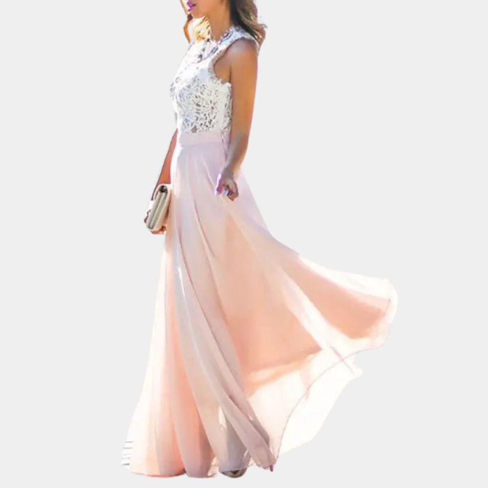 Robe Maxi en Dentelle Rosé - Élégante et Confortable pour Événements