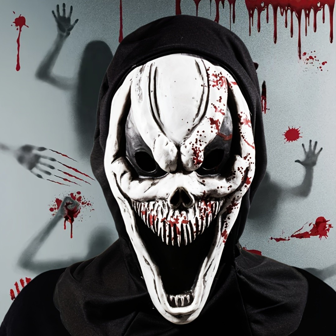 Masque Halloween Crâne Complet pour Adultes - Design Effrayant avec Capuche Intégrée