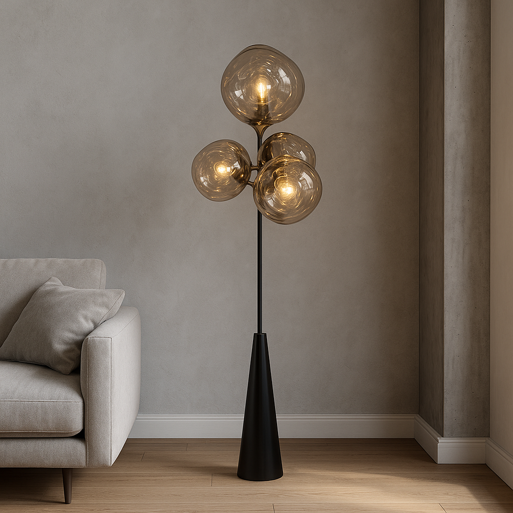 Lampe sur Pied Sculpturale - Design Inspiré de la Lave et Éclairage Chaleureux