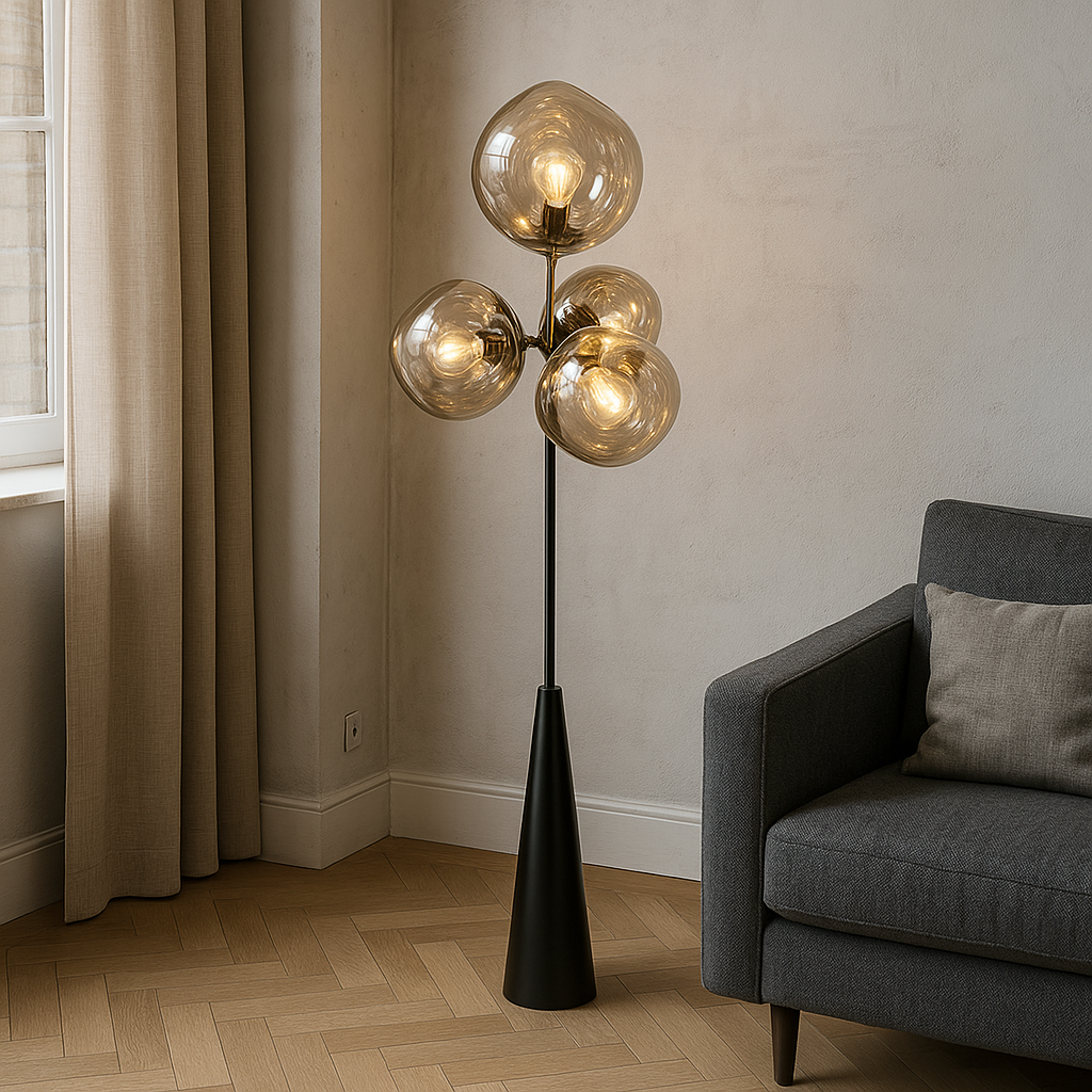 Lampe sur Pied Sculpturale - Design Inspiré de la Lave et Éclairage Chaleureux