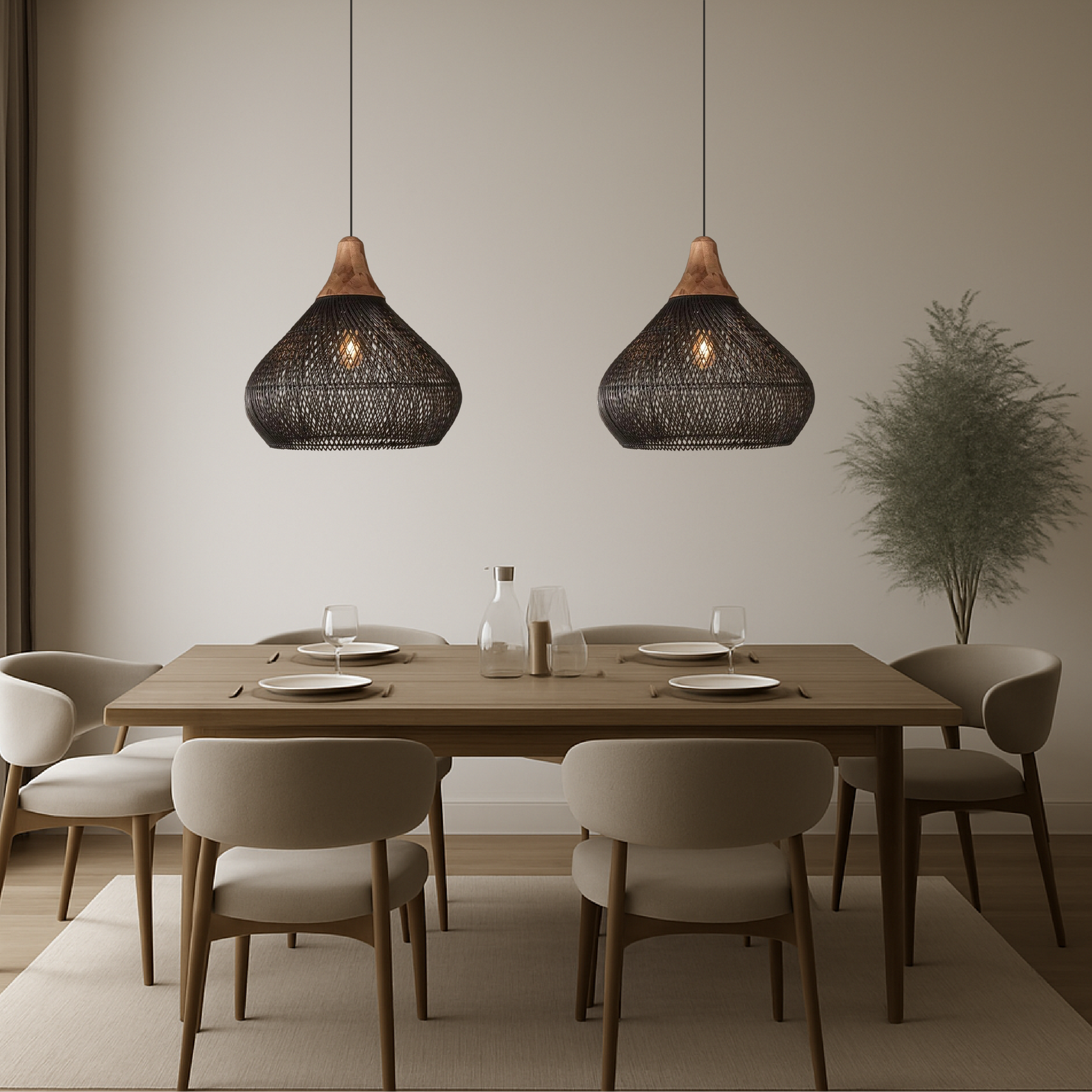 Lampe Suspendue Japonaise en Bambou - Design Élégant et Apaisant