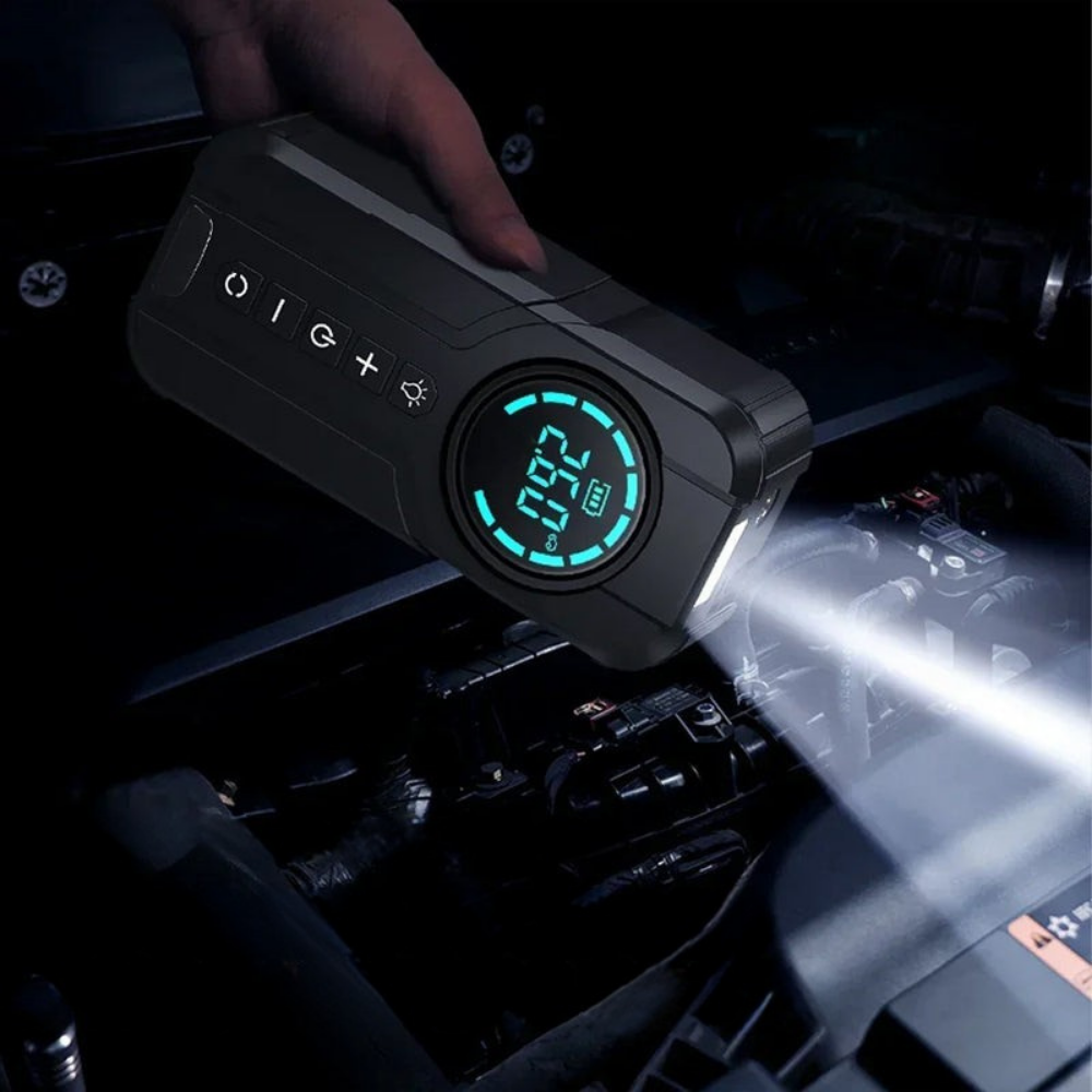 Compresseur d'air Portable pour Voiture - Gonflage Rapide et Démarreur de Secours
