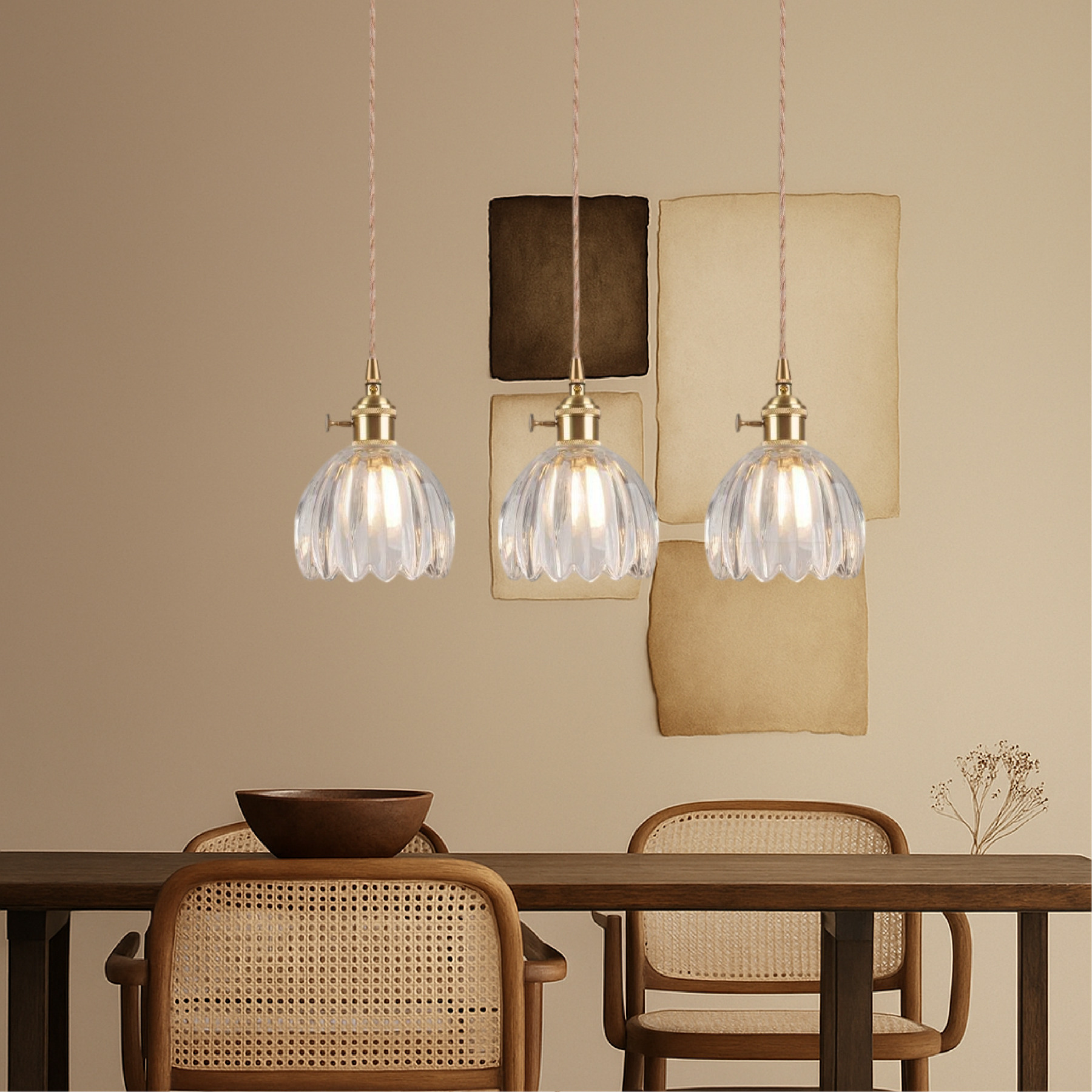 Lampe Suspendue en Verre Japonais - Design Minimaliste et Éclairage Chaleureux