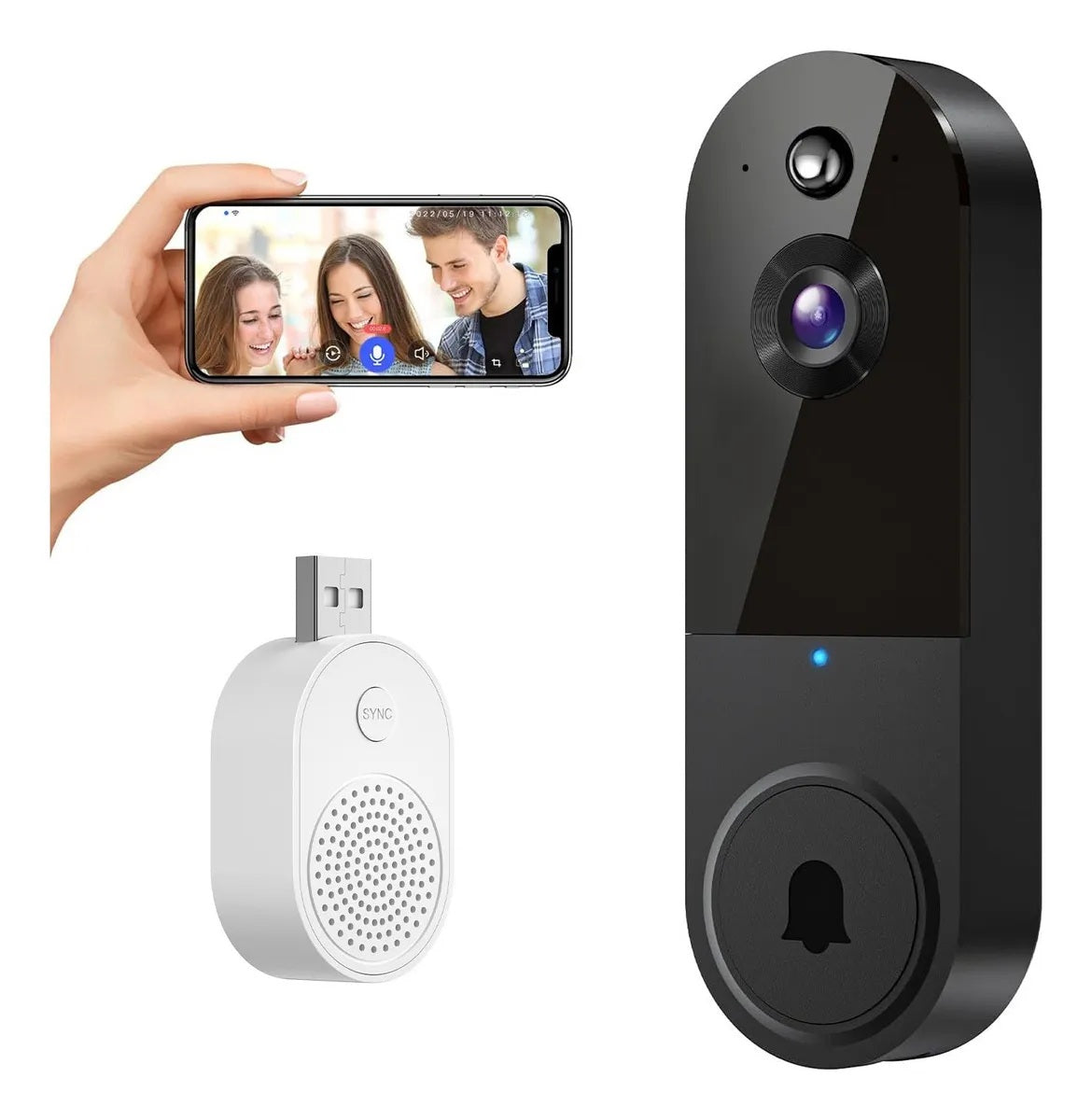 Caméra de Sonnette Vidéo 1080P - IA Avancée et Audio Bidirectionnel