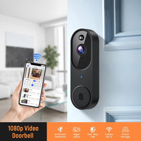 Caméra de Sonnette Vidéo 1080P - IA Avancée et Audio Bidirectionnel