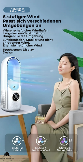 Refroidisseur d'air USB sans pales - Silencieux, 6 niveaux et humidification