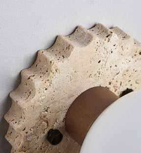 Éclairage de Plafond Moderne - Design Élégant en Verre et Travertin