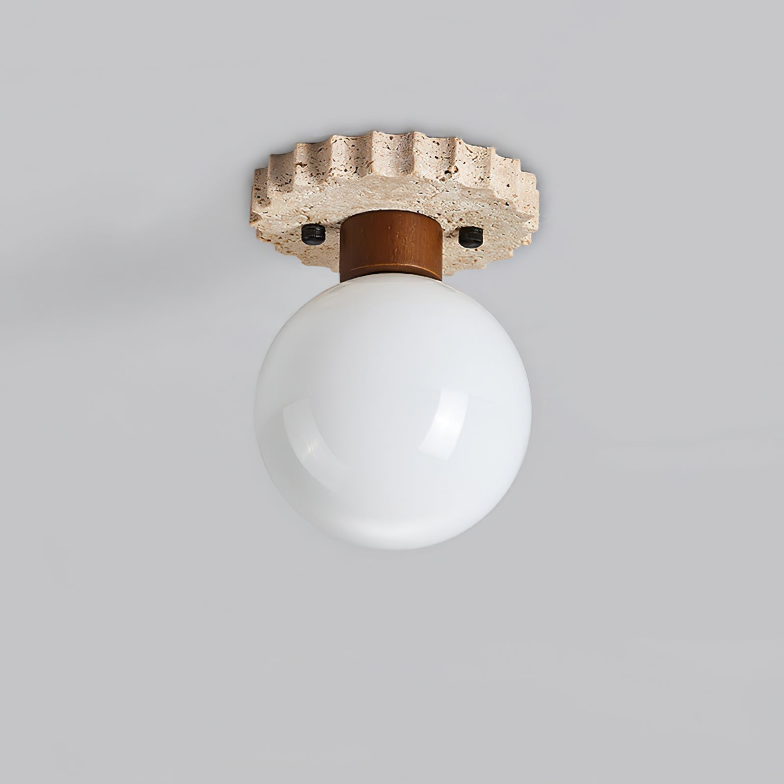 Éclairage de Plafond Moderne - Design Élégant en Verre et Travertin