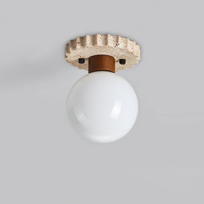 Éclairage de Plafond Moderne - Design Élégant en Verre et Travertin