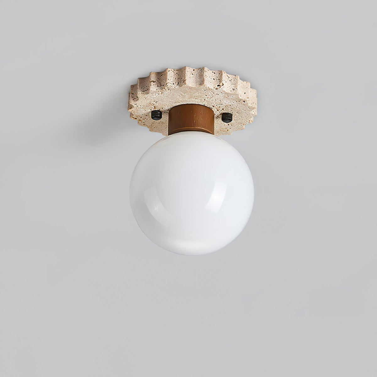 Éclairage de Plafond Moderne - Design Élégant en Verre et Travertin