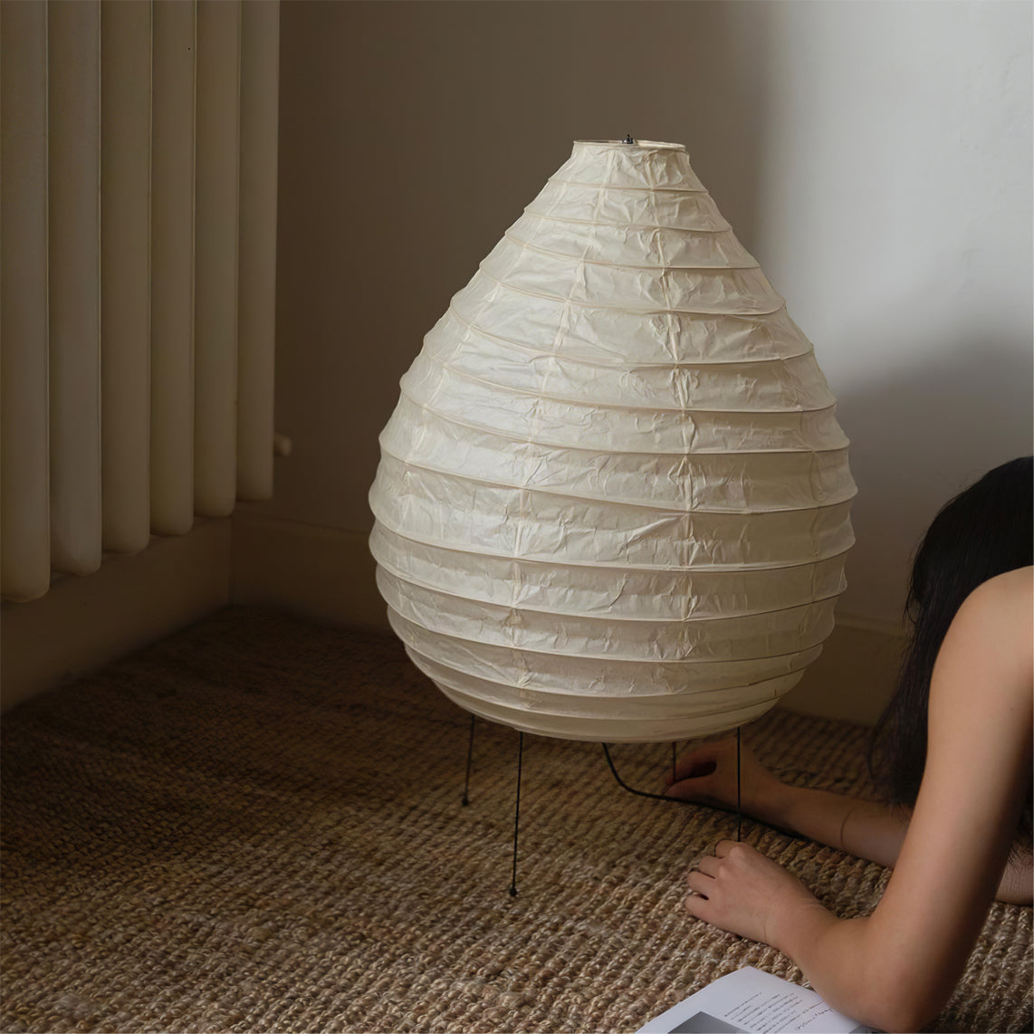 Lampe de Table en Papier de Mûrier - Design Élégant et Atmosphérique