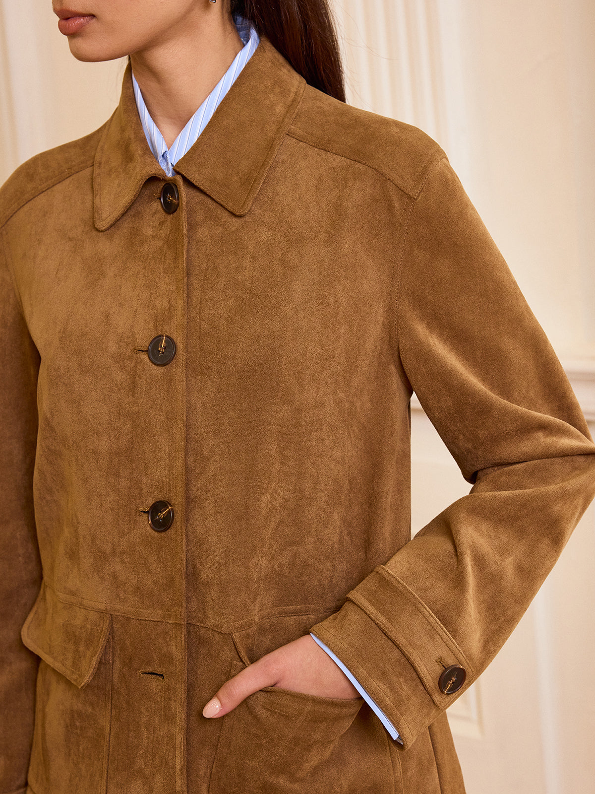Blazer Suédé pour Femmes - Chaud et Élégant avec Col