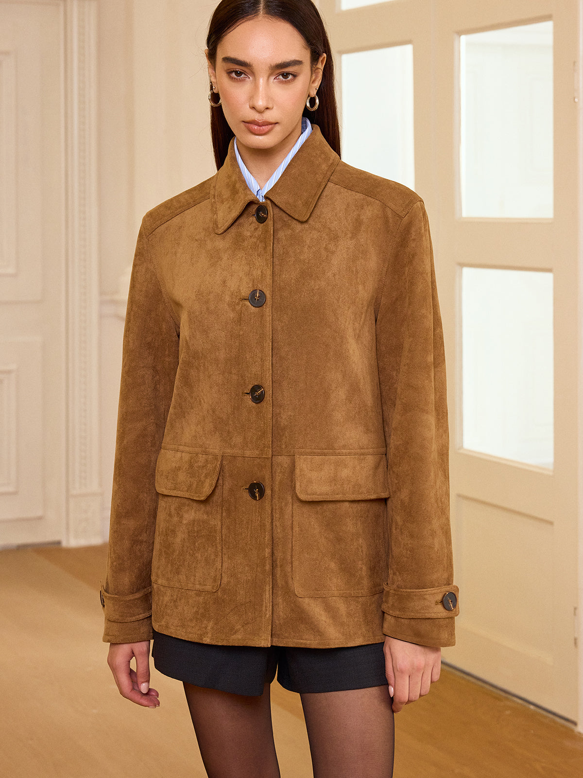 Blazer Suédé pour Femmes - Chaud et Élégant avec Col