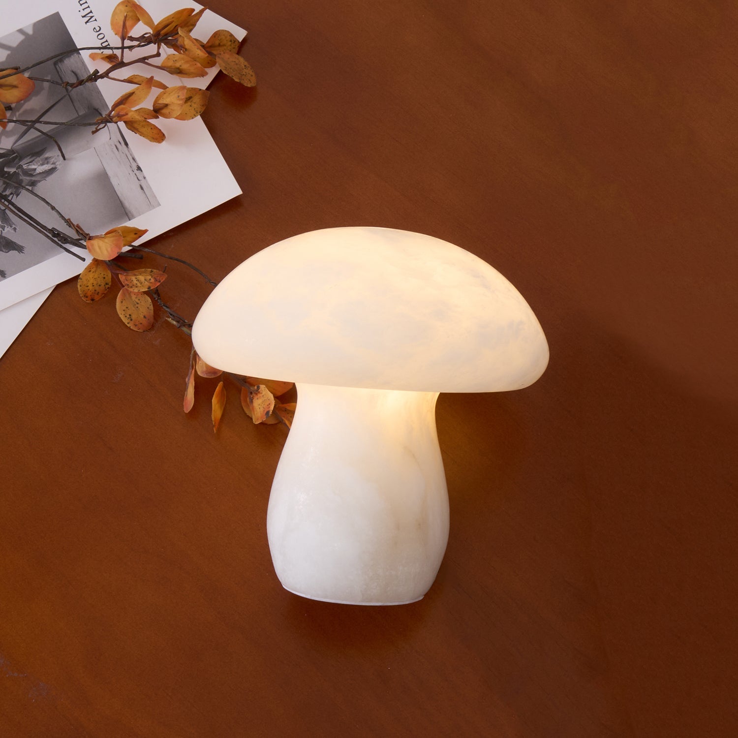Lampe en Alabastre Champignon - Ambiance Chaleureuse et Élégante