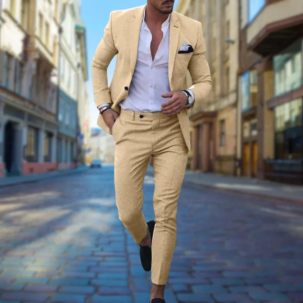Costume Slim Fit en Lin pour Hommes - Élégance et Confort pour Événements Formels