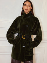 Manteau en Velours Chaud - Poches Pratiques et Sans Ceinture