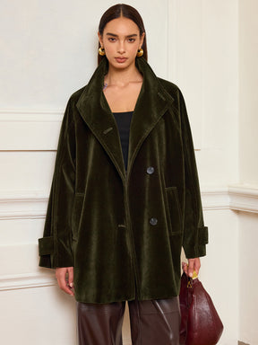 Manteau en Velours Chaud - Poches Pratiques et Sans Ceinture