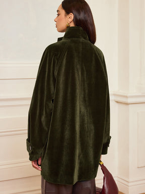 Manteau en Velours Chaud - Poches Pratiques et Sans Ceinture