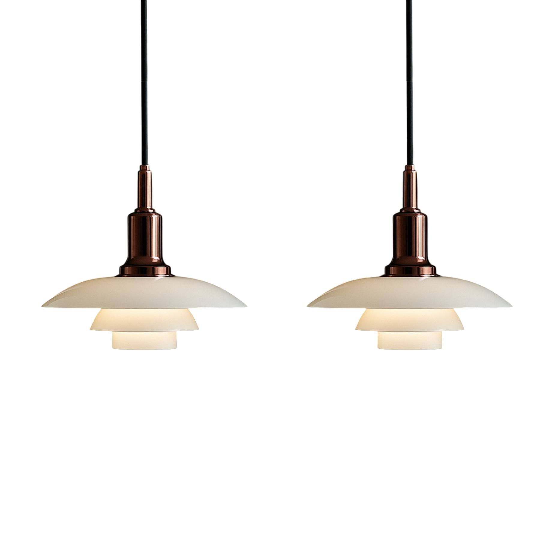 Lampe Suspendue Danoise à 2/3 Têtes - Design Épuré et Réglable