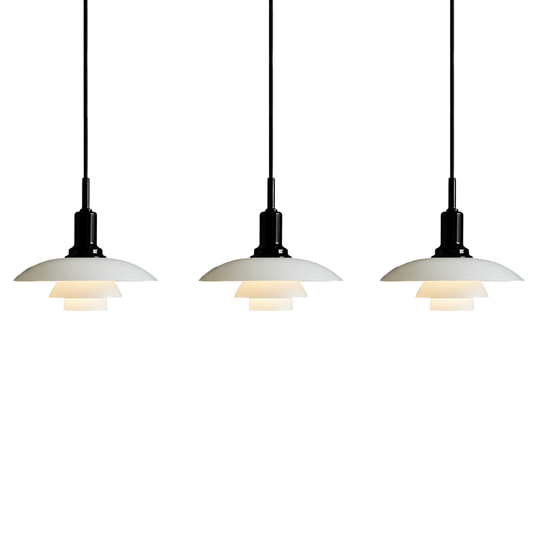 Lampe Suspendue Danoise à 2/3 Têtes - Design Épuré et Réglable