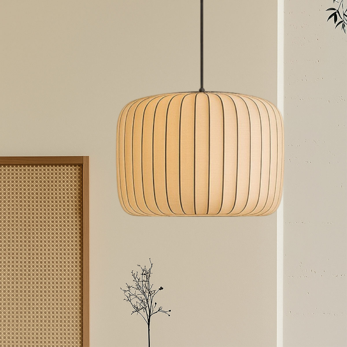 Lampe Suspendue en Soie - Élégance Contemporaine et Réglable